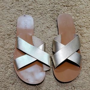 JCrew gold accent flipflops